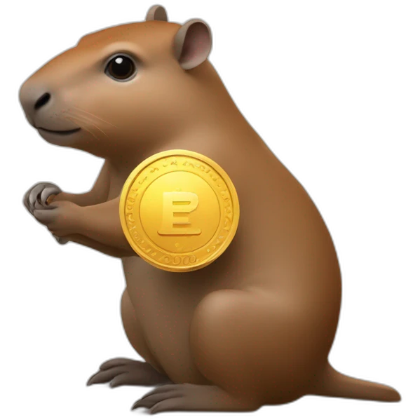 capibara with a eth coin in is hand emoji