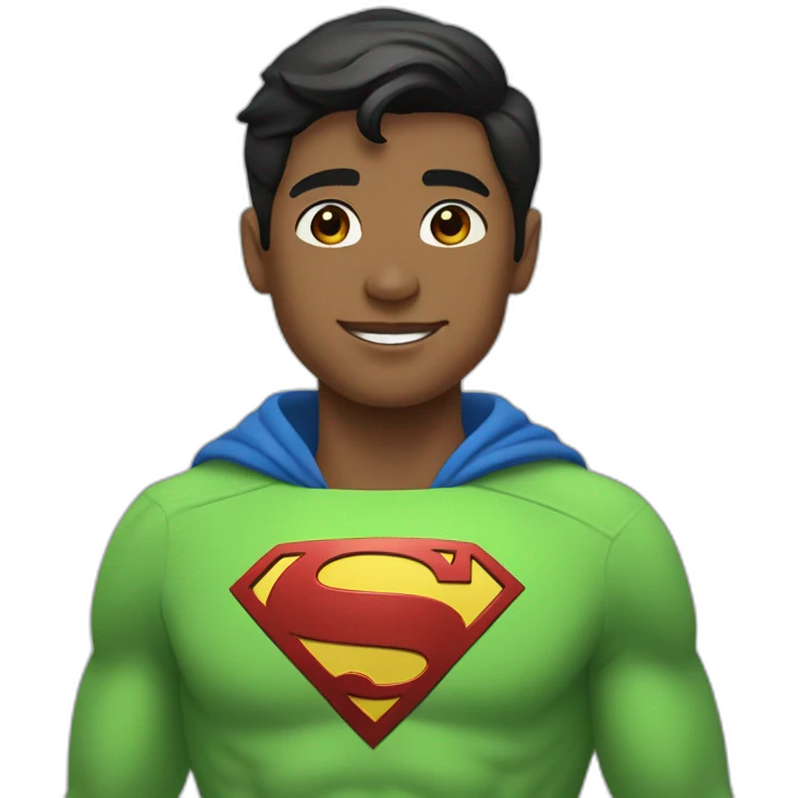 A Superman-like young person wears spring green clothes emoji