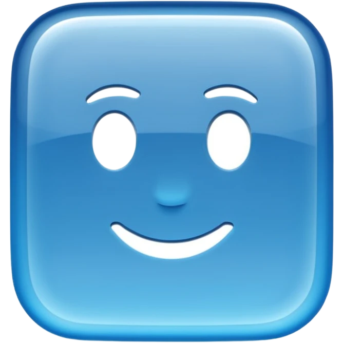 Glossy, transparent glass-style emoji — rounded rectangle, soft reflections, subtle highlights on corners, thin white outline, clean and modern. Transparent background. emoji