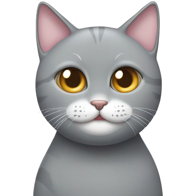 Grey cat with white tummy and mouth with donut around neck  emoji