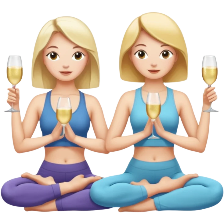 two girl yoga and prosecco  emoji