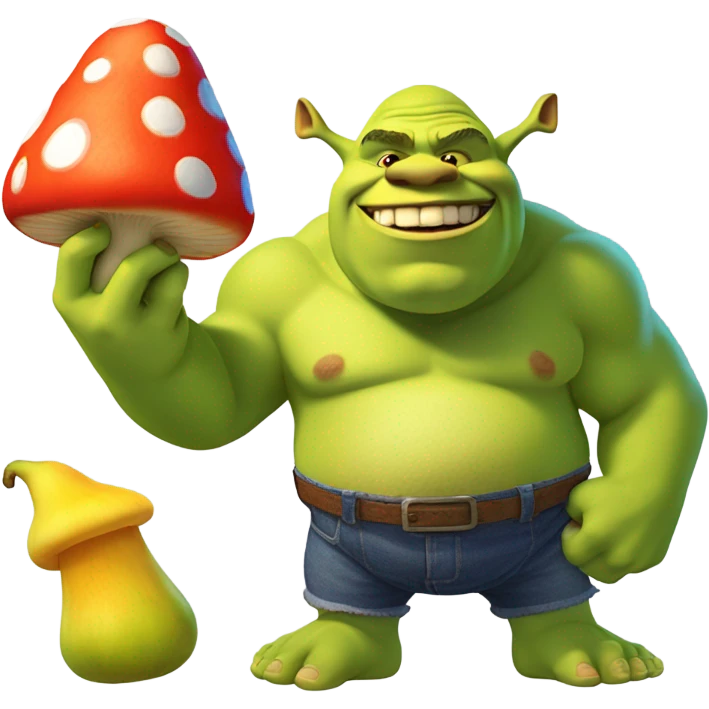 Shrek eating Mario fruit emoji