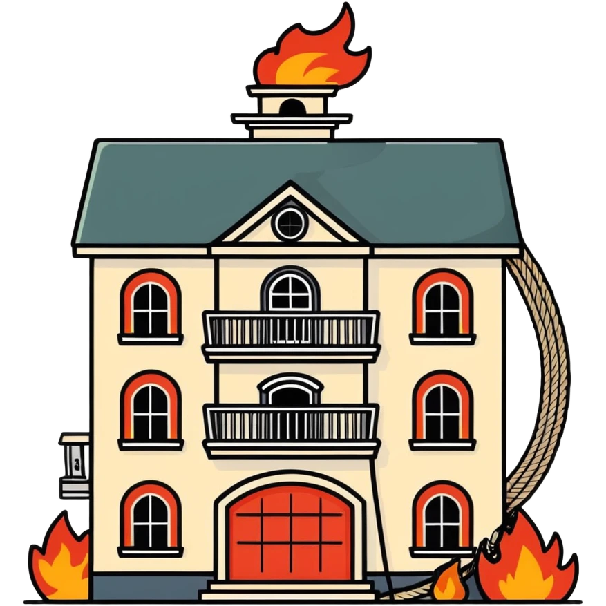 Logo for fire house with rope rescue emoji