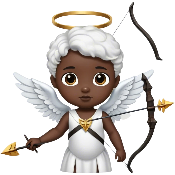 Un bébé noir ange avec un arc comme cupidon  emoji