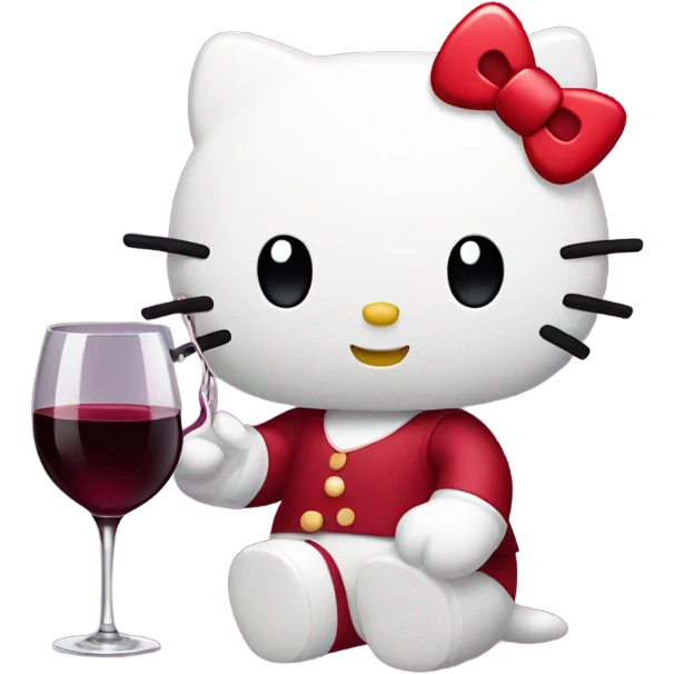 Hello Kitty drinking red wine emoji