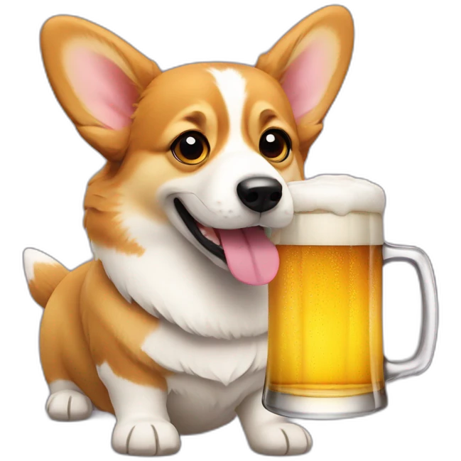 Corgi with a beer emoji