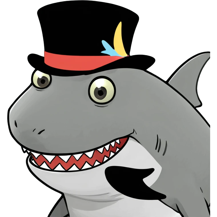Shark with a top hat emoji