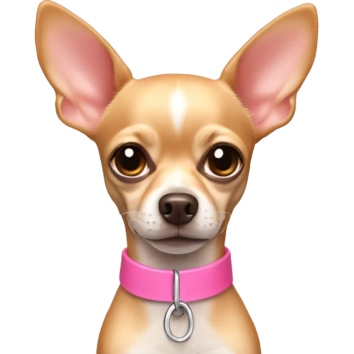 Tan chihuahua wearing thin pink collar emoji