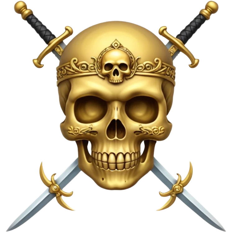 gold skull with swords emoji