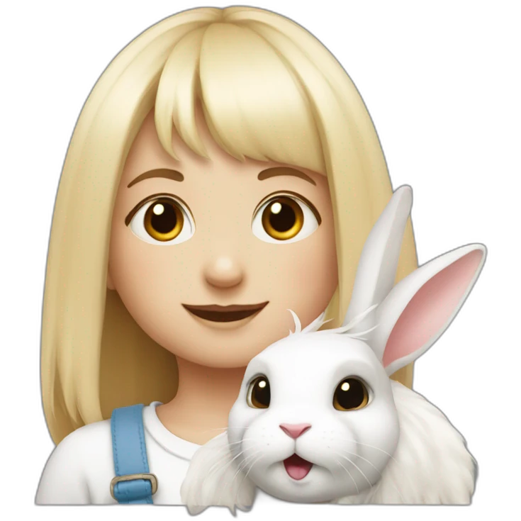 white rabbit with a little girl with bangs emoji
