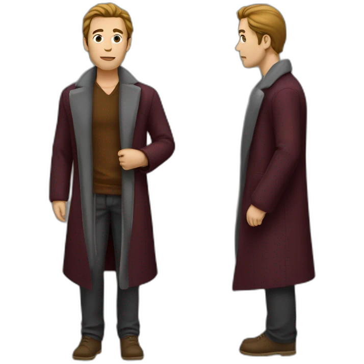 man in maroon long open coat emoji