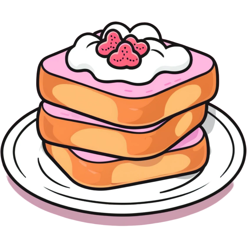 cute pink french toast with powdered sugar emoji