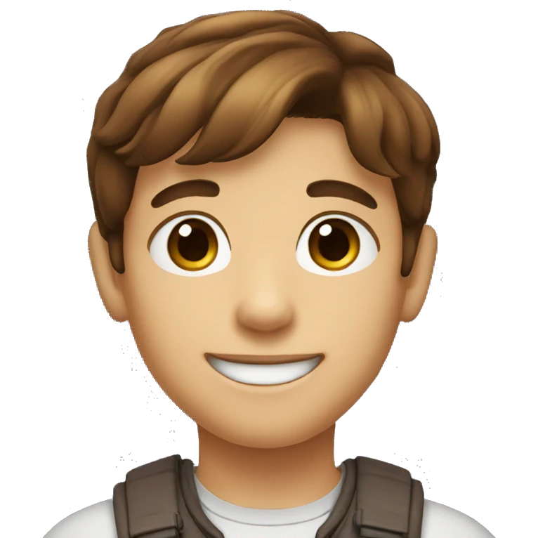 little 9 years old guy with brown hair and smiling emoji