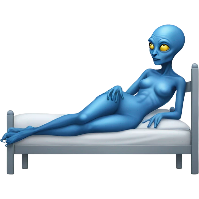 a blue alien woman , laying on the bed emoji