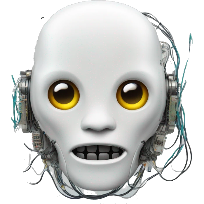 Alien robot head with wires and circuits emoji