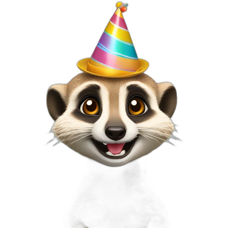 laughing meerkat with birthday hat emoji