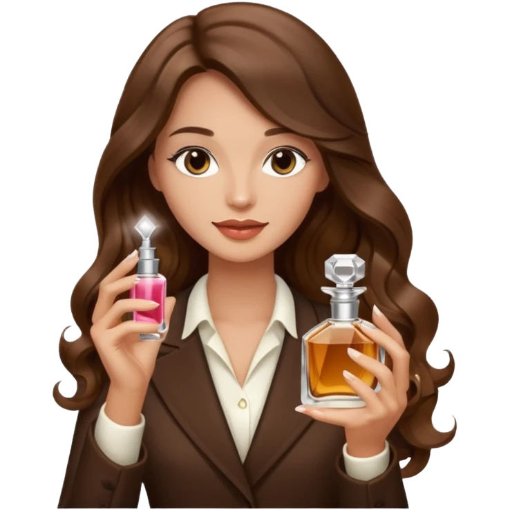 Half body pretty long hair woman holding parfume emoji