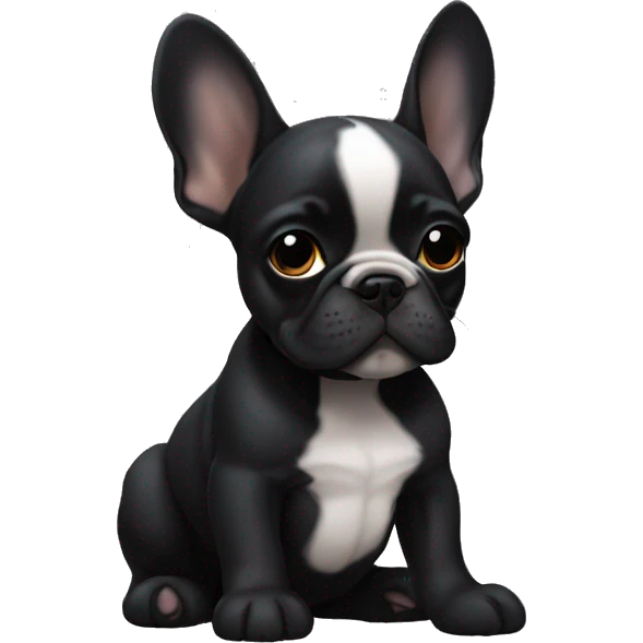 Solid black Frenchie pup layiny emoji