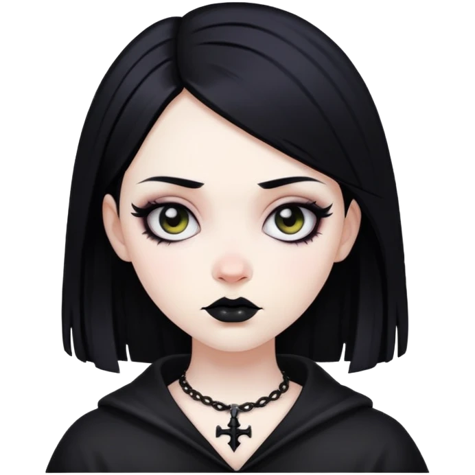 pale skin goth girl with black hair emoji