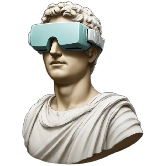 Roman sculpture with virtual reality glasses emoji
