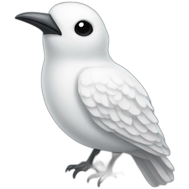 white tall bird with black eyes emoji