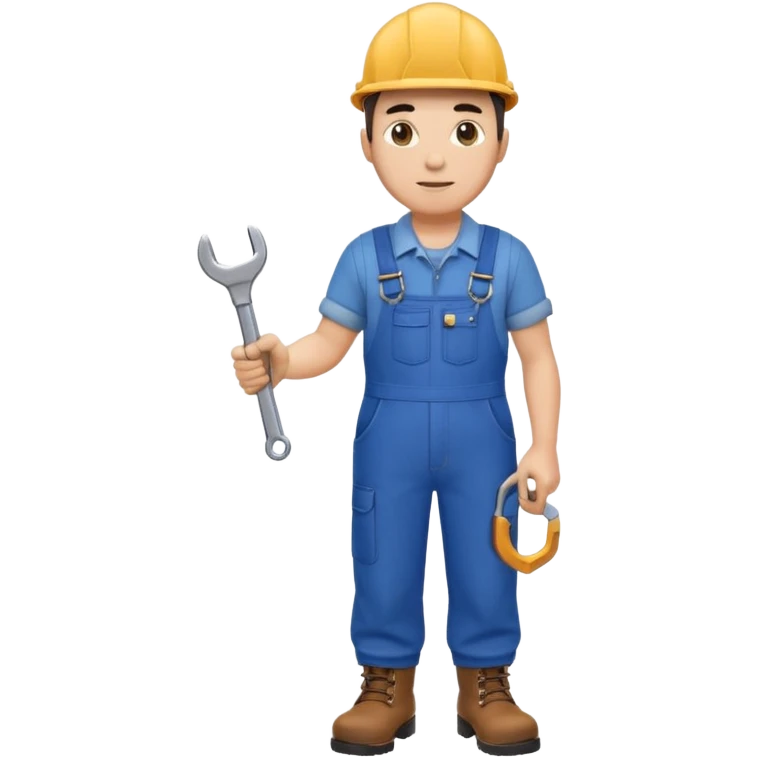 railway engineer in overalls, boots, holding a spanner emoji