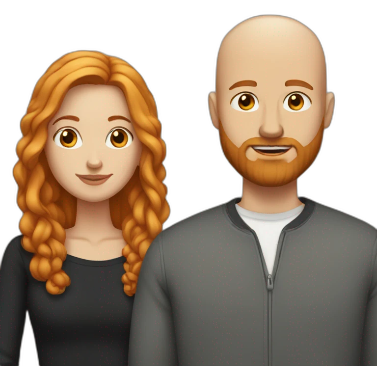 bald white man with black beard and girlfriend with long ginger hair emoji
