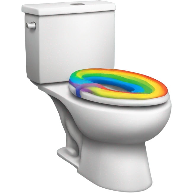 toilet with rainbow poop emoji