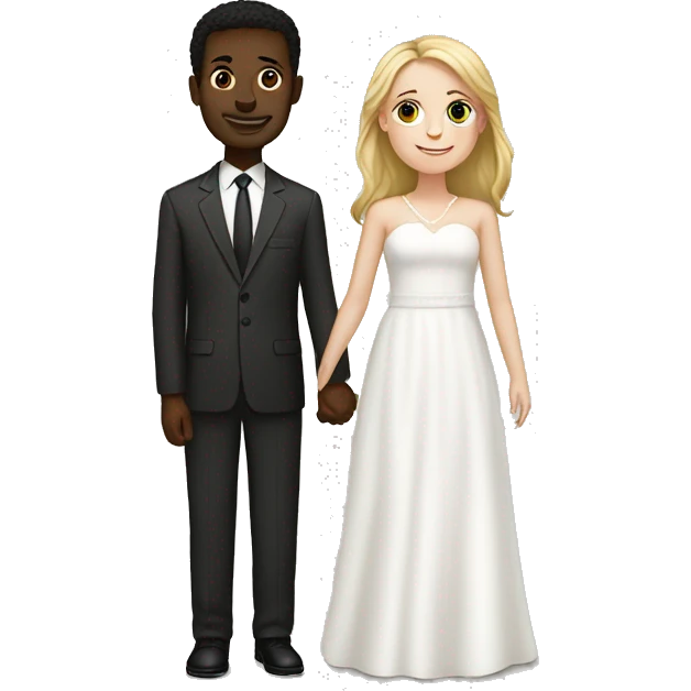 Interracial marriage white woman black man happy emoji