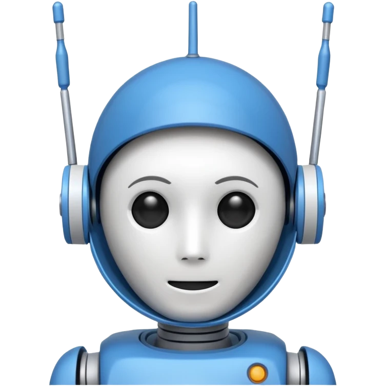 tête de robot cosmonaute bleu et blanc avec une antenne emoji