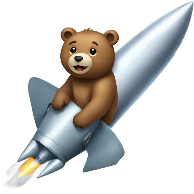 Bear riding a silver rocket emoji