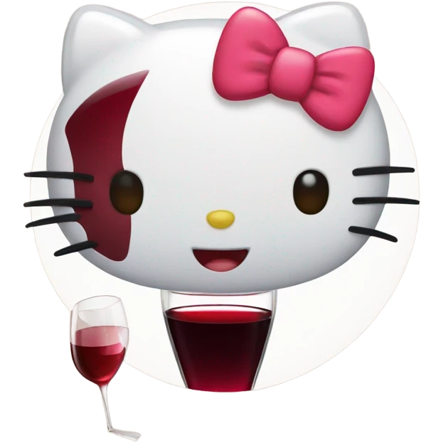 Hello Kitty drinking red wine emoji