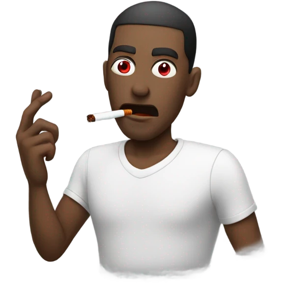 Guy with red eyes smoking emoji