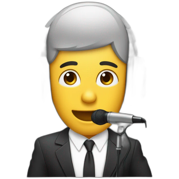 raperco cantando con un microfono de base y audifonos emoji