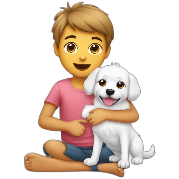 Bébé humain avec un chien spitz  emoji