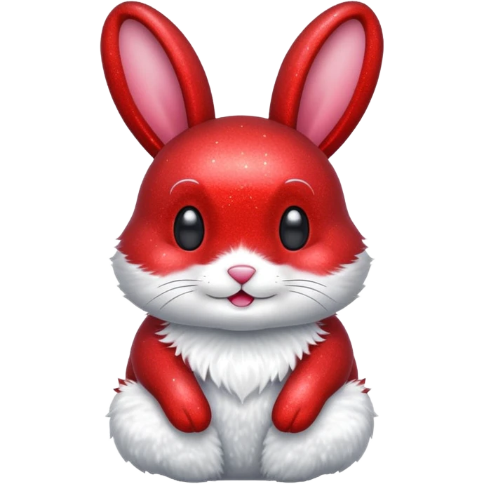 red glitter rabbit Happy  emoji
