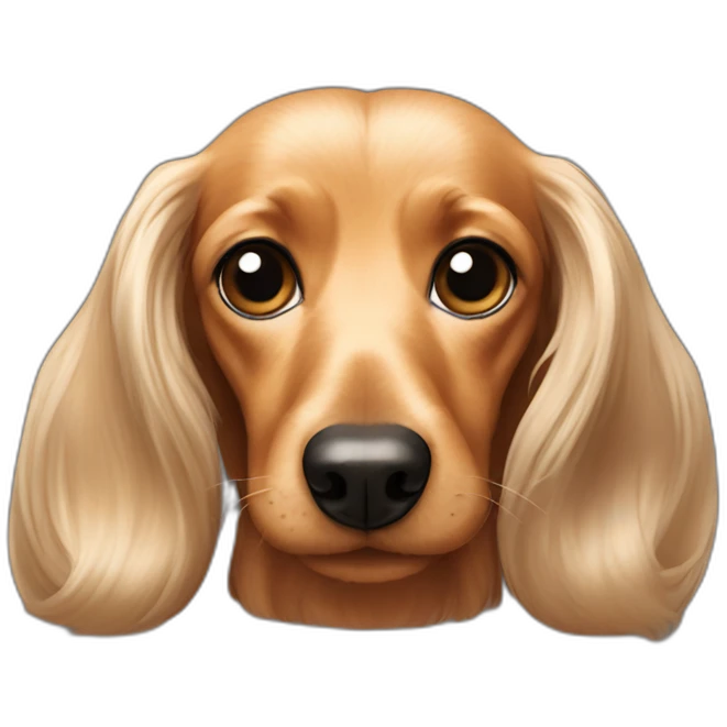 long hair cream Dachshund dog face emoji