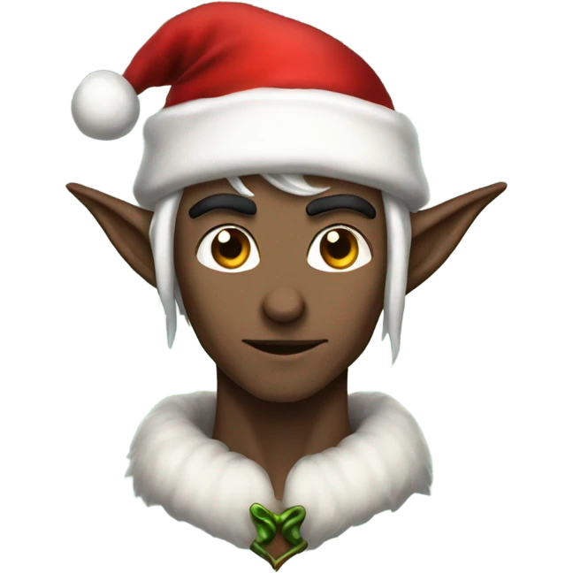 rogue male elf fantasy wearing santa hat emoji