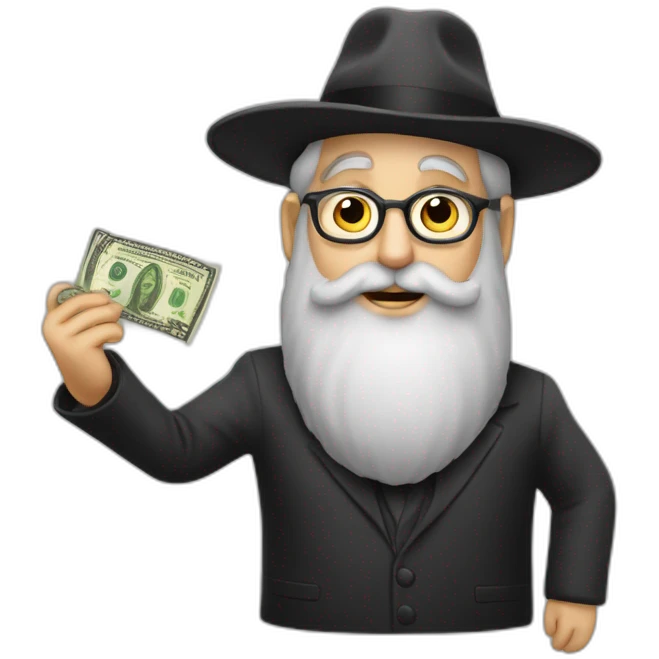 rabbi loubavitch with a dollar emoji