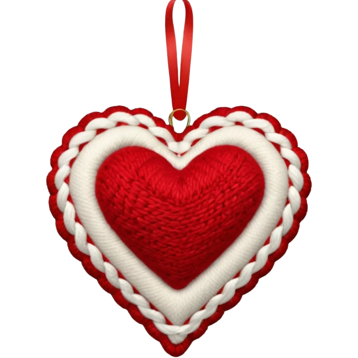 Melrose embroidered wool red heart ornament emoji