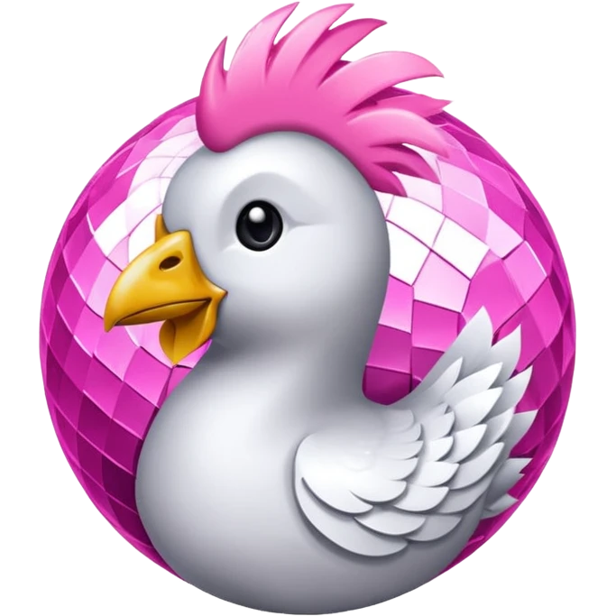 boule disco à facette et poule emoji