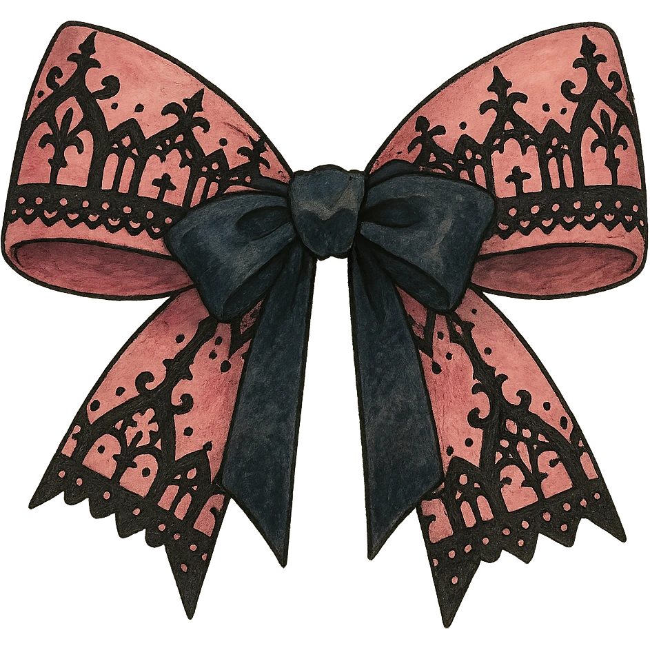 pink and black gothic bow emoji
