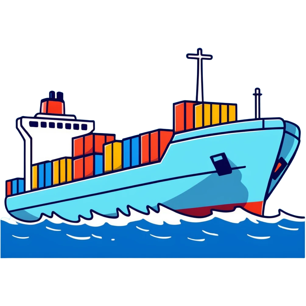 Cargo container ship in ocean emoji