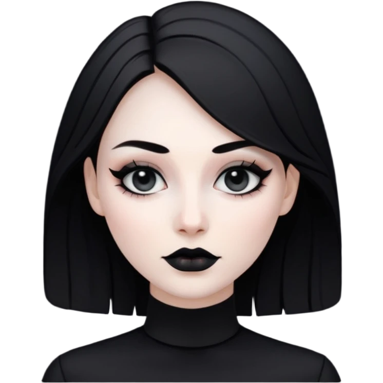 Woman, pale skin, black makeup, black outfit emoji