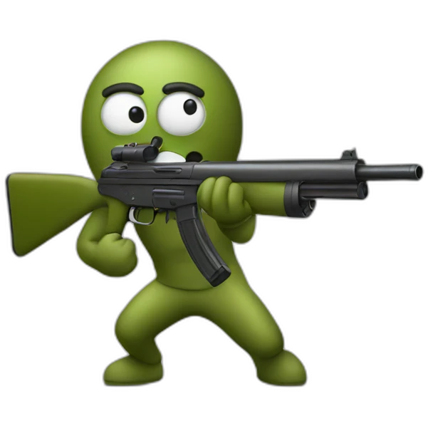 Olive with a gun emoji