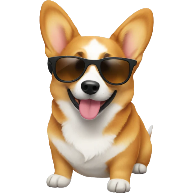 corgi wearing a sunglasses emoji