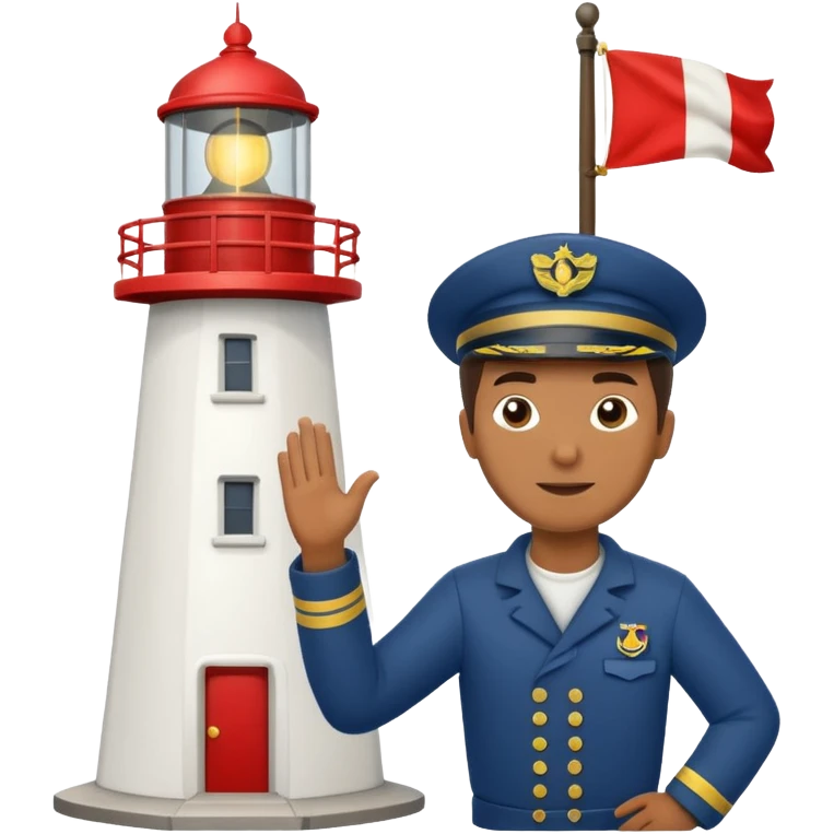 Keeper raising signal flag at lighthouse emoji