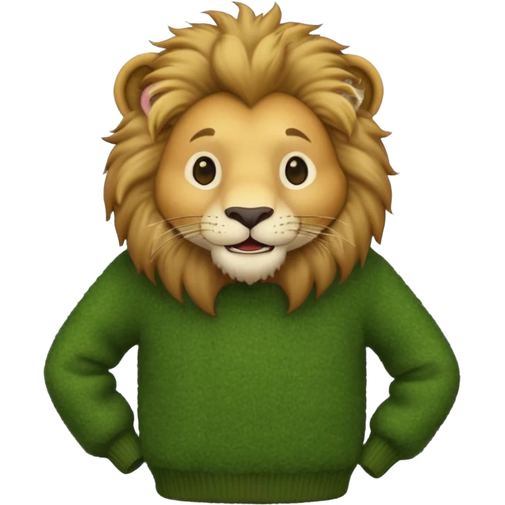 lion wearing green jumper emoji