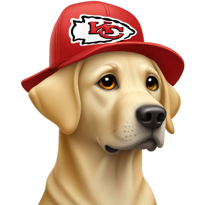 Yellow lab wearing Kansas city chiefs hat emoji