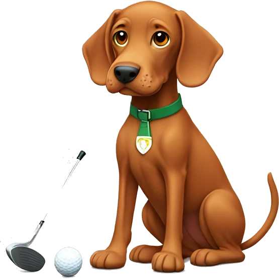 Vizsla playing golf emoji